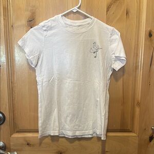 Women’s White Nike T-Shirt with Flamingo Design Sz S